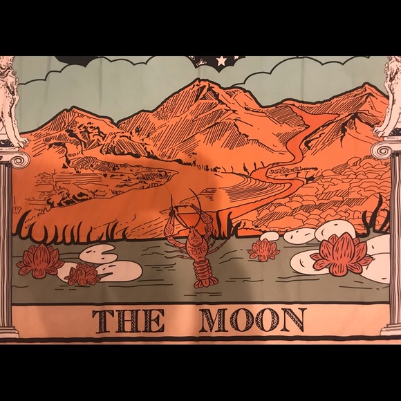 51x59’’ Orange Astrology Tarot Moon Tapestry - Picture 3 of 5